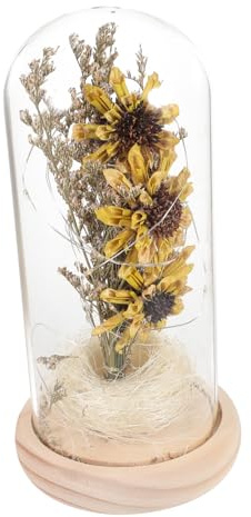 Abaodam Led Sunflower Decorative Lamp Glass Dome Garden Solar Lights Ornaments for Living Cute Desk Lamp