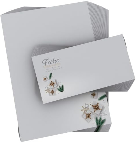Weihnachtsbriefpapier | Edle Weihnachtsgeschenke | Briefpapier | Kuverts | Weihnachtspapier | edel | modern (100 Blatt + 100 Kuv.)