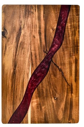 Rotharz Schneidebrett, handgefertigtes Harz -Wurstwarenbrett, Schneidebrett Harz, Holzharz Dekor Schneidebrett für Fleisch Gemüse & Obst, Premiumgeschenk für Küche brown