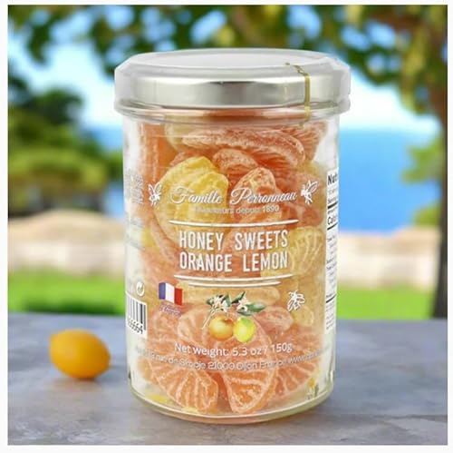 Metr Set of 2 Jars, La Famille Perronneau French Honey Citrus (Lemon & Orange) Pastilles, 5.3 Oz Each