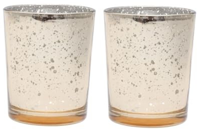 Glas Teelichthalter 2 Stück Gold, Einfache Tischdeko im Retro Look