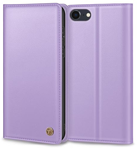Thorhülle Handyhülle für iPhone SE 2022/2020 Hülle, Premium Lederhülle Schutzhülle Tasche für iPhone SE/8/7 Hülle Wallet Kartenfach Standfunktion Klappbar Flip Case für iPhone SE Hülle, HellLila