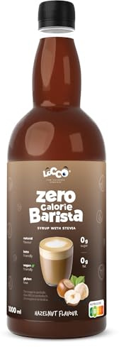 LoCCo Sirope Barista Sin Calorías para Café con Estevia – Zero Calorías, Sin Azúcar, Keto, Sin Gluten, Vegano (Sabor: Avellana) 1L