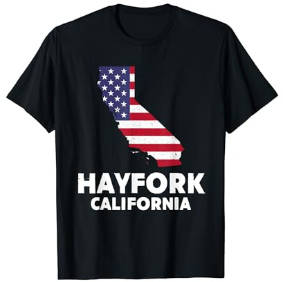 Distressed Patriotic USA Flag Hayfork, California T-Shirt