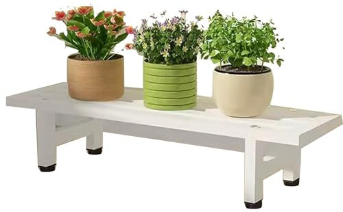 Blumenständer Aus Weißem Metall Gartenpflanzenständer Mehrschichtiger Grünpflanzenständer Balkon-Sukkulentenständer Bank-Blumenständer (S : 80x24x20cm)