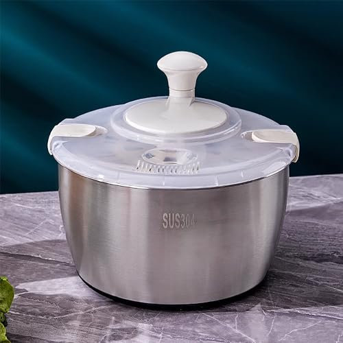 COYEUX Essoreuse à Salade en Acier Inoxydable de 5 L, essoreuse à laitue Manuelle, Double Couche de Grande capacité, pour Le Lavage, l'essorage et Le séchage des Fruits et légumes