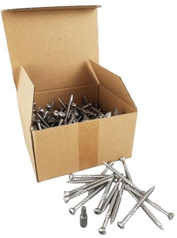 200x Terrassenschrauben M5x50 Edelstahl A2 / V2A mit Fräsrippen, Schneidspitze und mit einem Torx Bit TX25