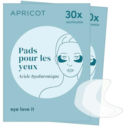 APRICOT 2x Hyaluron Augenpads aus medizinischem Silikon mit niedermolekularem Hyaluron - Bis zu 30x Wiederverwendbar, Dermatologisch Bestätigt, Vegan & Tierversuchsfrei - Augenpads gegen Augenringe