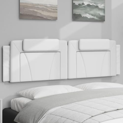 Homgoday Kopfteil-Kissen Bett Kopfkissen Kopfteilpolster Rückenkissen Kopfbedeckungen Wandkissen Bettkopfteil Rückenlehne für Bett Schlafzimmer Weiß 180 cm Kunstleder