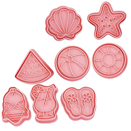 LABRIMP Molde para Galletas de Silicona Flexible y Resistente 8 Piezas Estilo Hawaiano para Hacer Galletas Playa Pastelería Profesional