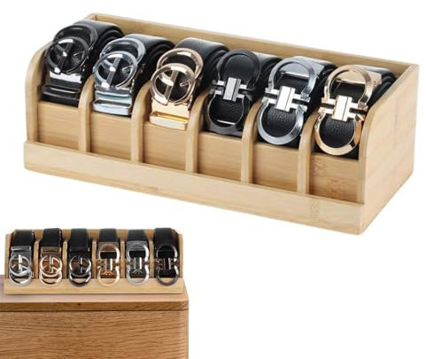 Gungtj Vitrine für Gürtel, Gürtelaufbewahrungsbox - 6-lagiges Gürtel-Display-Box-Gehäuse - Platzsparende Gürtel-Präsentationsbox für Wand, Schrank, Schublade und Schreibtisch