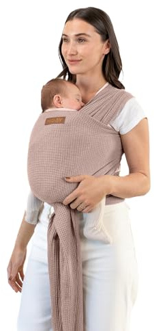 Moby Wrap Baby Sling Carrier for Newborn to Toddler - Baby Wrap Carrier Slings - Perfect Baby Holder for Mom & Dad - Adjustable for All Body Types - Moby Waffle Knit - Sandstone