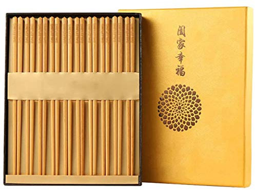 GAROEN Set Regalo di Bacchette Giapponesi in Legno con Custodia, Bacchette riutilizzabili, Bacchette Cinesi in Legno Naturale, Bacchette per Sushi Antiscivolo (C)