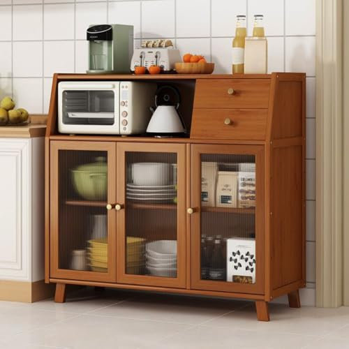 DODOBD Sideboard Küche,Komodenschrank,Sideboard Holz,Kommode Mit Schubladen,Küchenbuffet,Buffetschrank,Küchenschränke,Aufbewahrungsschrank mit 3 Türen,für Wohnzimmer,Küche,Esszimmer