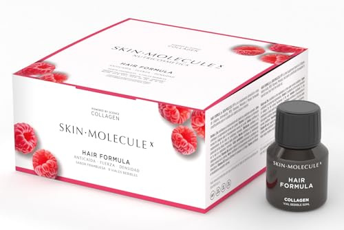 SKIN MOLECULE X Hair Formula 9 Días Colágeno Marino Peptan® Bebible, Vitaminas y Minerales para Fortalecer el Cabello, Ayuda a Prevenir la Caída de Pelo, Aporta Densidad y Brillo, Sin Gluten, 9x50ml