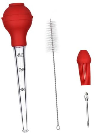 OFFSCH 4pcs Turkey Baster Silicone Turkey Seasoning Pump Drip Oil Seasoning Tube Barbecue Tool Cleaning Brush for Cooking