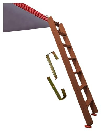 Scaletta per letto a castello in legno massello con gradini robusti per letti a soppalco da 125 cm, colore grigio chiaro, facile accesso ai letti a castello, con ganci a pedale