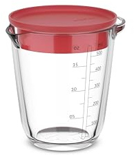 Mepal - Jarra medidora de vidrio con tapa Chef it - Medidas grabadas de fácil lectura - Apto para microondas y horno, sin tapa - Apto para lavavajillas - 500 ml - Coral