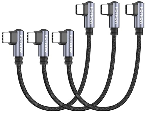 HOTNOW Rätvinklig USB C till C-kabel 15 cm 3 delar, kort 0,15 m USB C-laddkabel 65 W snabbladdningssladd för iPhone 15/16, powerbank och USB typ C-enheter