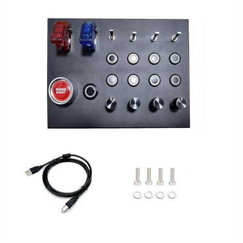 Sim Button Box Central Control Box With Adjustable Clamp And Spinner Knob, Simulator Wheel And Shifter For Wheel And Wheel (Control Box 1set)