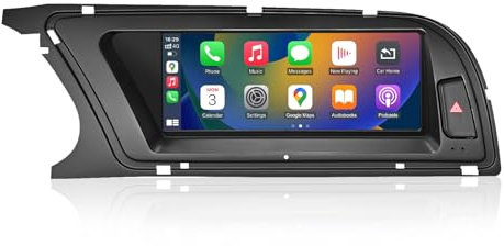 Road Top 8,9 tums bilradio trådlös CarPlay pekskärm för Audi A4 2009-2015 år med 2GMMI, bilradio stereo multimedia skärm, stöd för trådlös Android Auto, navigering, Mirrorlink