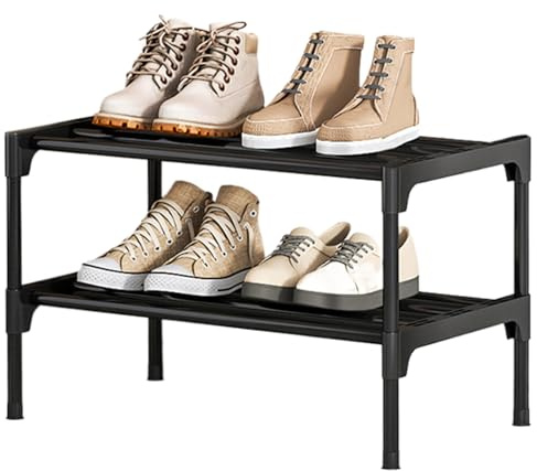 Scarpiera a 2 ripiani in acciaio al carbonio, scaffale verticale per scarpe, organizer per scarpe resistente alla ruggine, stabile, staccabile, per corridoio, balcone, ripostiglio per , scaffal