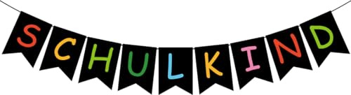 Schulkind Girlande Einschulung Schwarz,Einschulung Girlande Hänge Deko,Einschulung Schulanfang Deko für Junge Mädchen Klassenzimmer Dekoration Einschulungsfeier Schuleinführung