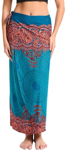 Panegy Dam 5 cm 1 vintage maxikjol blommig strand grimma klänning hög midja knyt upp wrap-around lång kjol sommar, gRÖN, M