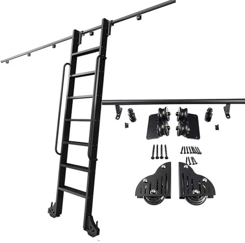 Schiebeleiter-Kit für Bibliotheken, Rollleiterschienen, Gleitschienen, Rollleitern (ohne Leiter) (3,3-24 Fuß Schienen-Kit), Mobile Leiterschienenschiene für Loft-Büros, Rollensystem (12 Fuß/