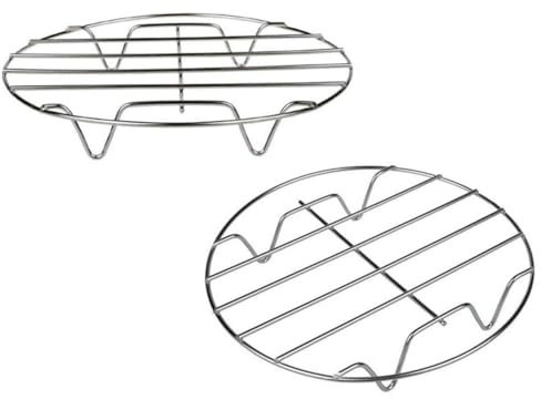 Confezione da 2 griglie in acciaio inox da 17,8 cm per cuocere arrosti e disidratare il forno, vassoio per friggitrici ad aria, accessori