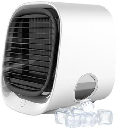 Générique Climatiseur Mobile, 2025 Petit Climatiseur Portable USB Ventilateur Silencieux Refroidisseur D'air, Mini Ventilateur Portable, Air Conditioner Portable Pour Chambre, Bureau, Camping (Blanc)