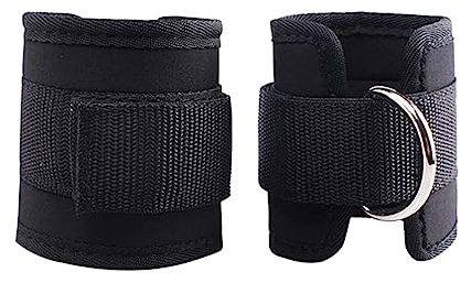 iplusmile 2 pièces Bandes de Cheville Élastiques avec Anneaux D pour Entraînement Musculaire Accessoires de Fitness pour Exercices Jambes et Fessiers Noir