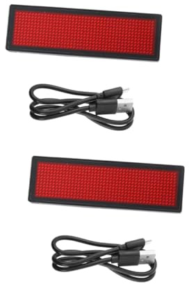 Uonlytech 2 Stück LED Namensschild mit USB Aufladung Programmierbares LED Badge mit Einstellbaren Anzeigeoptionen für Messen Veranstaltungen und Kreative Anwendungen