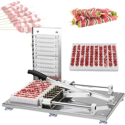 Machine à brochettes à viande multifonction en acier inoxydable pour réaliser 100 brochettes en 5 minutes, comprend 2 moules pour barbecue