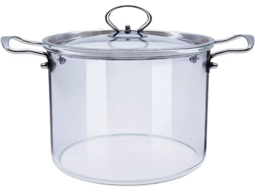 Kochtopf für den Herd, großer Simmertopf aus Glas mit Edelstahlgriff, Kochgeschirrtopf für Zuhause, Küche, Restaurant, 5,5 l