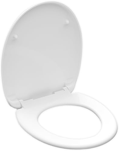 KRUMAD Toilettendeckel mit Absenkautomatik - WC Sitz mit Softclose, Schnellverschluss & Befestigung 12-20 cm - Klobrille mit Absenkautomatik für Toiletten - inkl. Montagezubehör