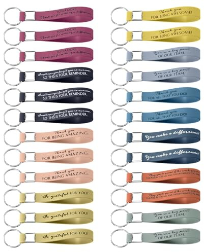 pclapora 24 Pièces Porte-clés, Porte-cléss de Motivation en Silicone, Porte-cléss avec Messages Motivants, Porte-clés Inspirants Multifonctions, Cadeau pour Employés, Collègues, Enseignants
