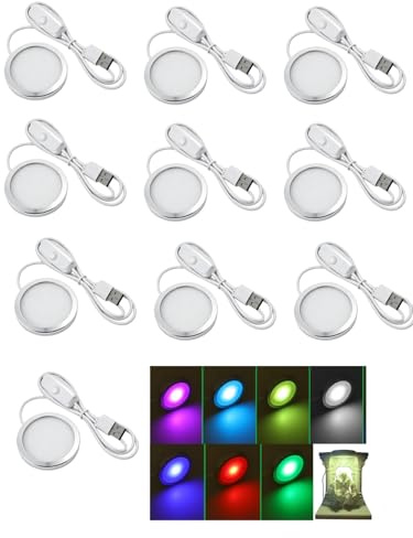 Lot de 10 lampes LED pour imprimante 3D Bambulab 001 avec 1 m de type A 7 couleurs RVB réglables pour bricolage X1C/P1P/P1S/X1/X1E/H2D 001 Pied de lampe de bureau imprimé 3D