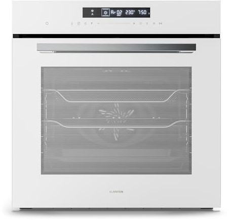 Klarstein Airjet Einbaubackofen 60 cm - 72L, 13 Modi, Airfryer-Funktion, Touch-Steuerung, Energieklasse A++, Emaille, Timer, Kindersicherung, Backofen Einbaugerät, Weiß