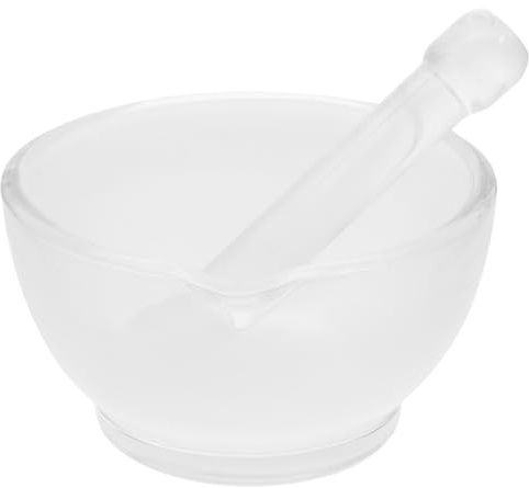 Lurrose Mortero y Mano de Mortero de Vidrio 90 Ml, Triturador y Recipiente para Mezclar Medicamentos, Accesorio Compacto para Cocina y Laboratorio, Herramienta Resistente y Fácil