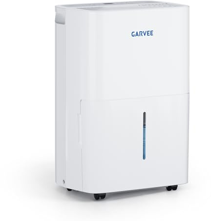 GarveLife Deshumidificador 20L/Día para Habitaciones hasta 280 m², Extractor de Humedad Eléctrico Silencioso, Drenaje Continuo, Pantalla Digital, Portátil para Hogar, Sótano, Baño, 32x22x50cm