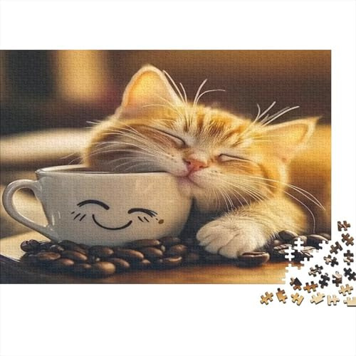 Chat Douillet avec Tasse Café Puzzle 1000 Pièces Papier pour Adultes