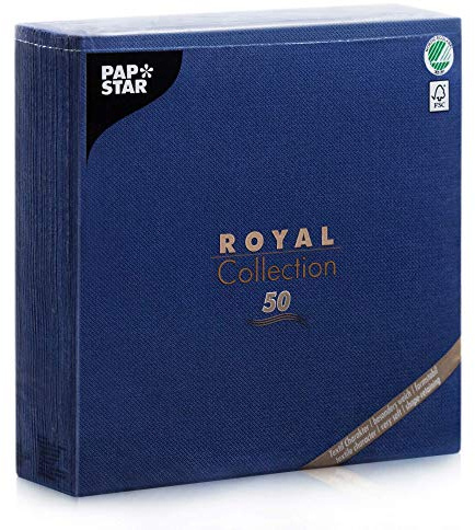 Papstar, 50 Servietten ROYAL Collection 1/4-Falz 48 cm x 48 cm dunkelblau, #11575