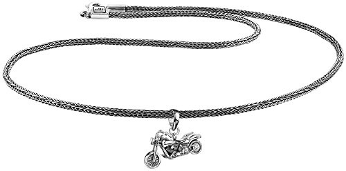 Kuzzoi Homme Argent - Collier avec pendentif Biker moto, argent sterling 925 Oxydée, longueur 50 cm, chaîne Royale de Monsieur Chaîne avec pendentif, Très haute qualité et production artisanale