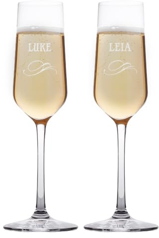 CADEAUX.COM - Lot de 2 Flûtes à Champagne Personnalisables - Prénom - Cadeau d'anniversaire, Cadeaux de Noël - Cadeau Noel - Cadeau Saint-Valentin