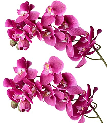 cn-Knight Künstliche Blumen,2pcs 72cm Langer Stiel Schmetterling Orchidee,Große Größe Lebensechte Phalaenopsis Echte Haptik Orchidee,für Hochzeit,Brautschmuck,Büro,Party,Tischdekoration,Tief Rosa