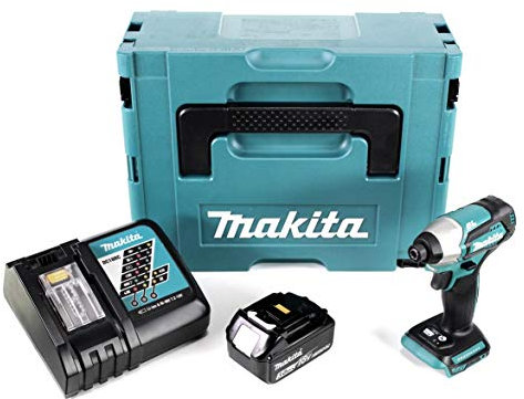 Makita DTD 155 RF1J - Destornillador de impacto con batería de ion de litio (18 V, 1 batería BL1830 de 3,0 Ah, 1 cargador DC 18 RC)