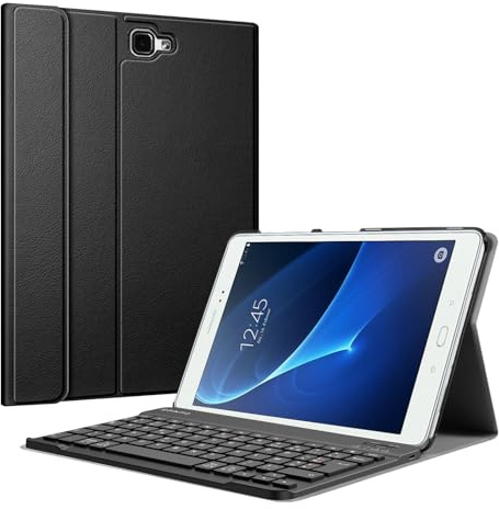 FINTIE Clavier pour Samsung Galaxy Tab A 10.1 Pouces 2016 (SM-T580/T585) | Clavier AZERTY Français Bluetooth sans Fil, Housse de Protection Fine, Support Multi-Angles, Noir