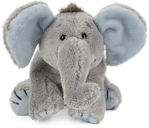Plüsch Elefant „BabySugar“ – Schaffer 5180 - Kuscheltier Elefant weich & flauschig - mit blauen Ohren - Stofftier für Babys & Kinder ab 0 Jahren – Waschbar - Größe XS - 13 cm - grau-blau