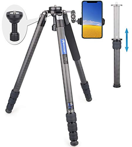 Trépied en Fibre de Carbone ARTCISE 196 cm, trépied vidéo pour Appareil Photo avec Bol Rapide de 65 mm et Colonne Centrale pour Reflex numérique, caméscope, Charge maximale de 44 LB / 20 kg